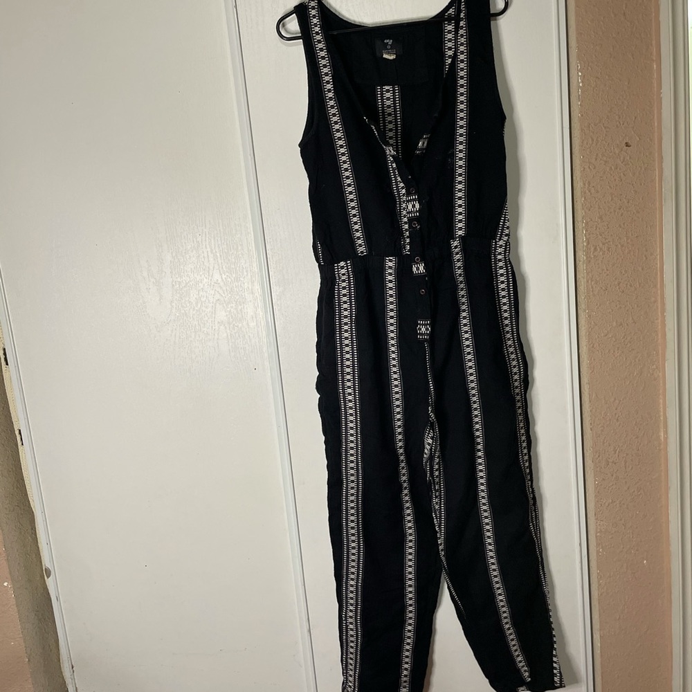 ACE & JIG "Folkloric" Jumpsuit SZ M Black White Jacquard Romper Stripe BARNEYS